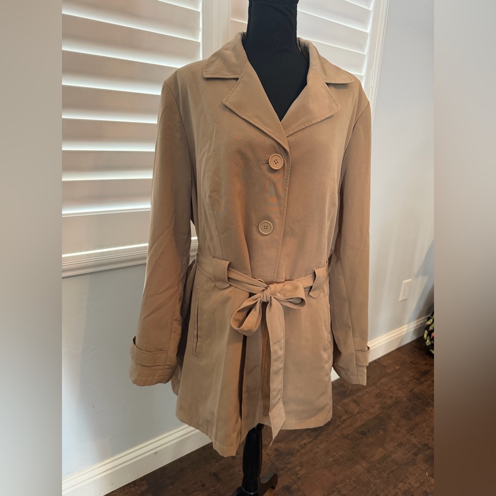 ☕️ Classic Tan Belted Trench Coat – Women’s Size 3X